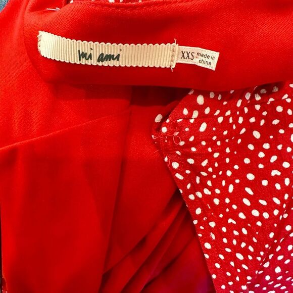 Silk blend Red Polka Dot Wrap Dress - Picture 13 of 16